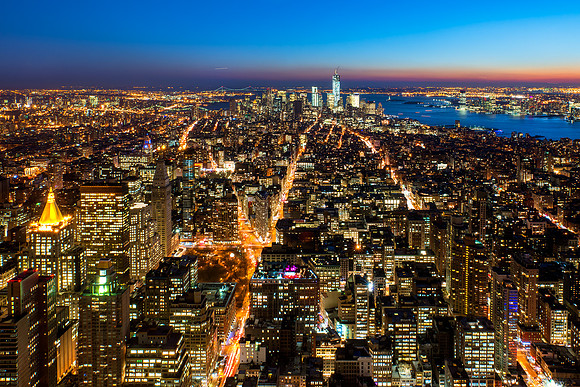 New York City - Looking Southward to Lower Manhattan, View from the Empire State Building