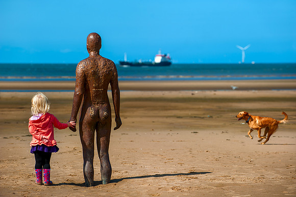 Merseyside - Antony Gormley's "Another Place" in Crosby Beach