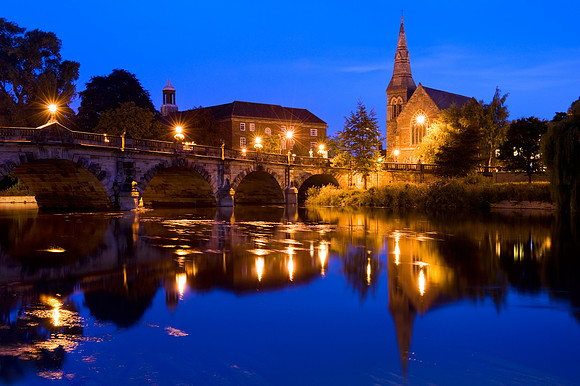 Shrewsbury -The English Bridge on the River Severn