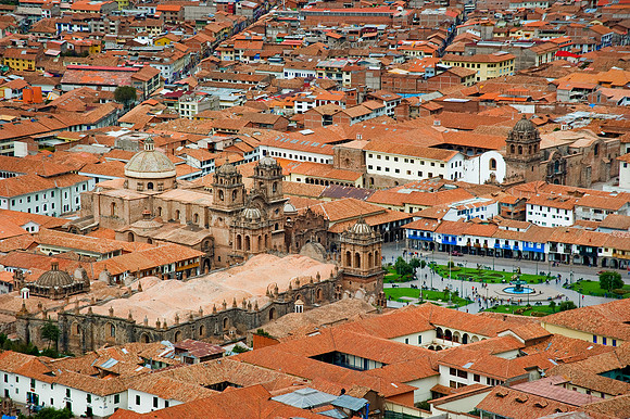 Cusco - View of Cusco Cathedral and Plaza de Armas