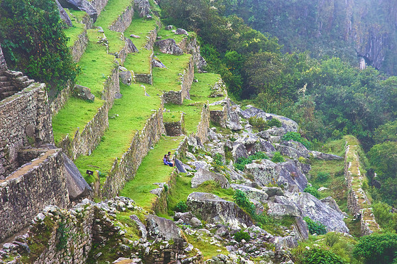 Machu Picchu  - Couple Taking a Break in the Terraces