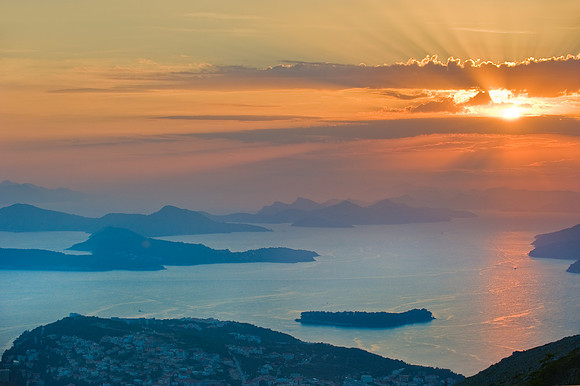 Dubrovnik - View of Elaphite Islands at Sunset