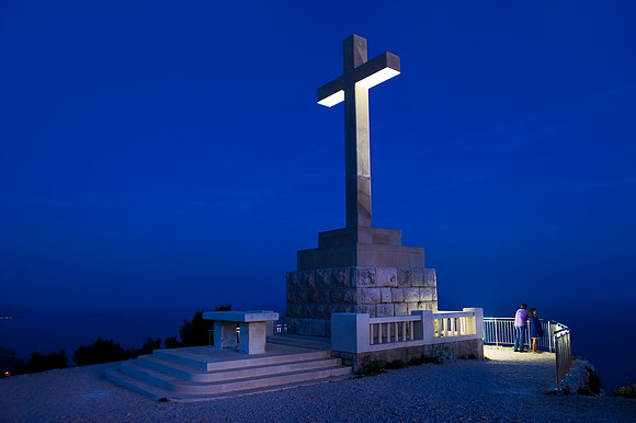 Dubrovnik - Cross on Mount Srd, Twilight | Blue Hour